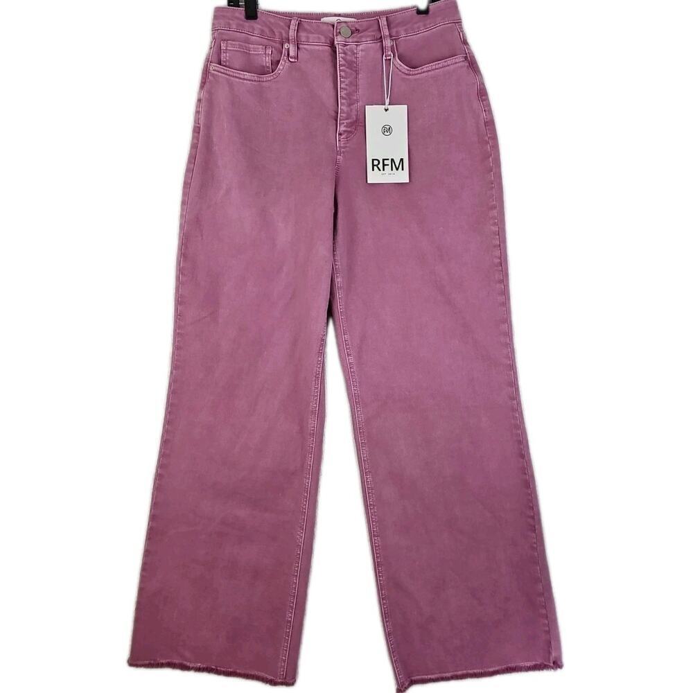 RFM ~Woman Size 13/31~ French Rose High Rise Garment Dye Wide Leg Jeans NWT.